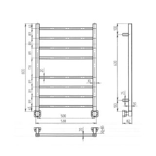 Полотенцесушитель водяной Indigo Aletto LALWPF80-50BR 80x50 см чёрный муар